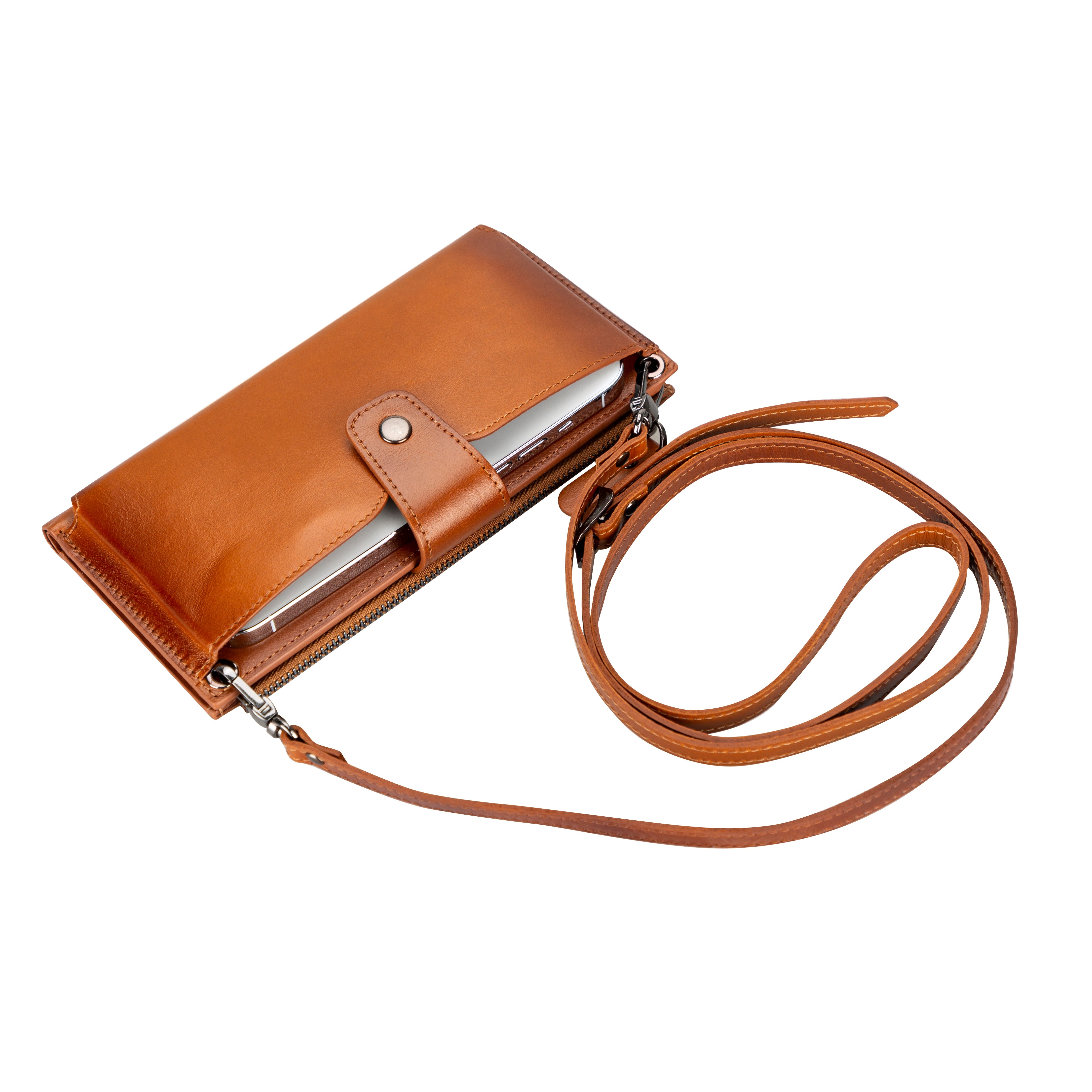 Portefeuille bandoulière en cuir Lozan 