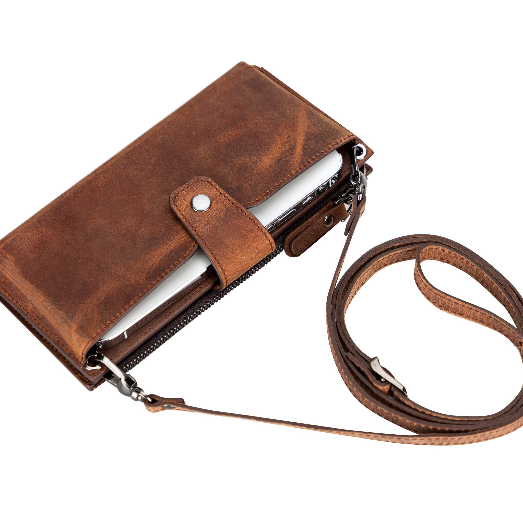 Portefeuille bandoulière en cuir Lozan 