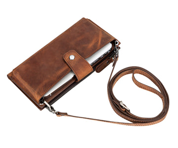 Portefeuille bandoulière en cuir Lozan 