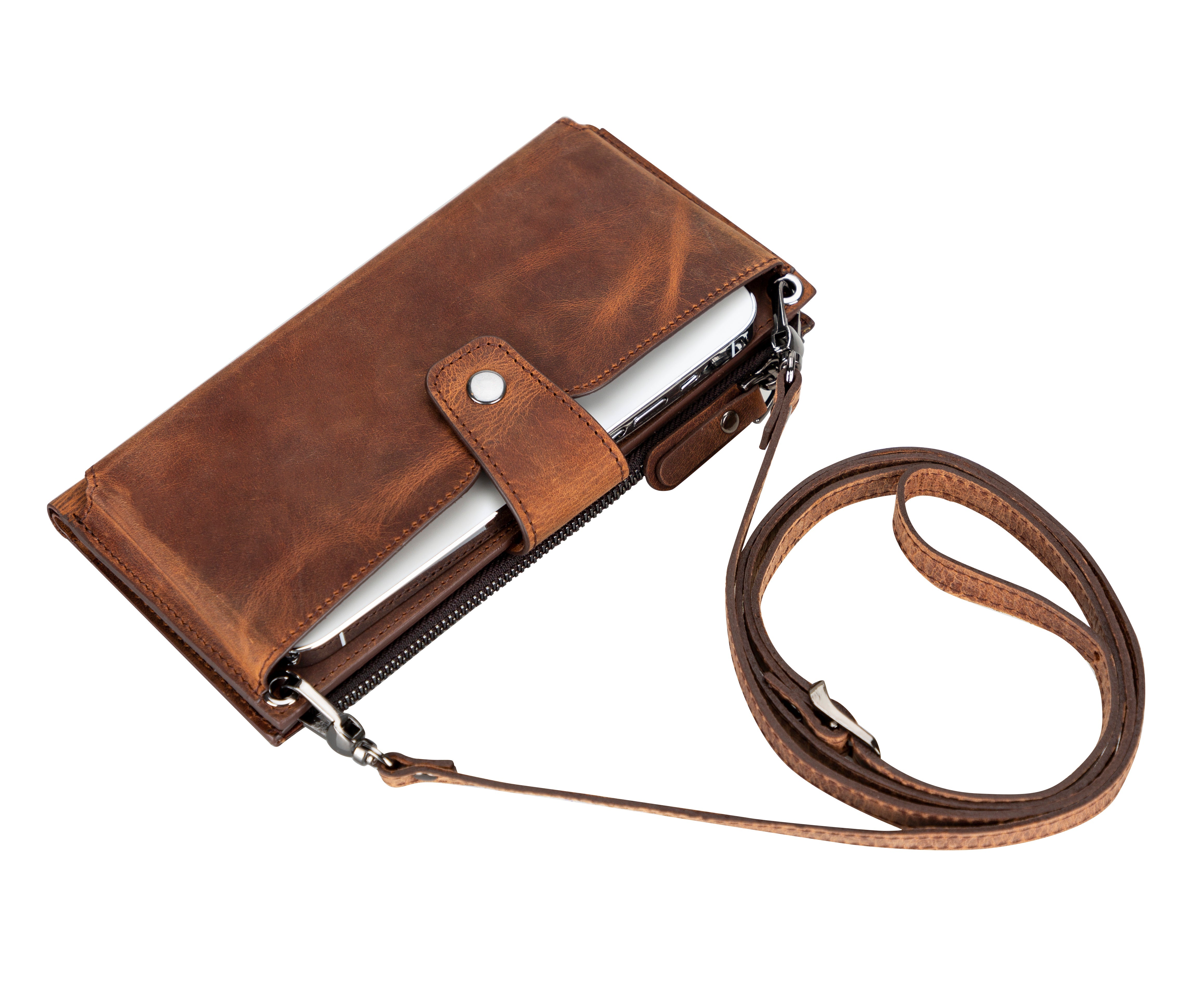 Portefeuille bandoulière en cuir Lozan 