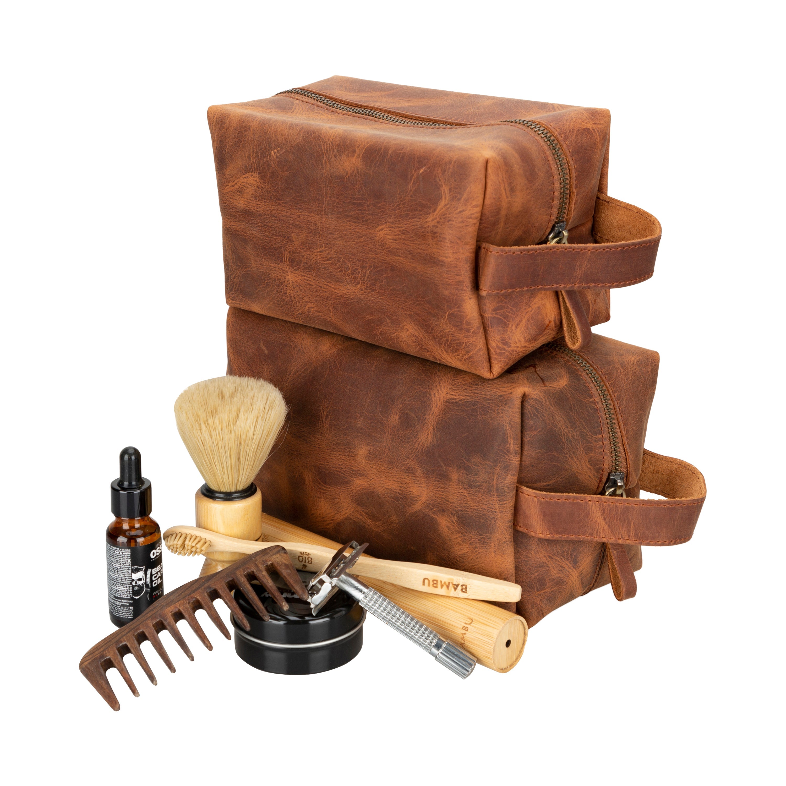 Trousse de toilette Eve en cuir, taille XL