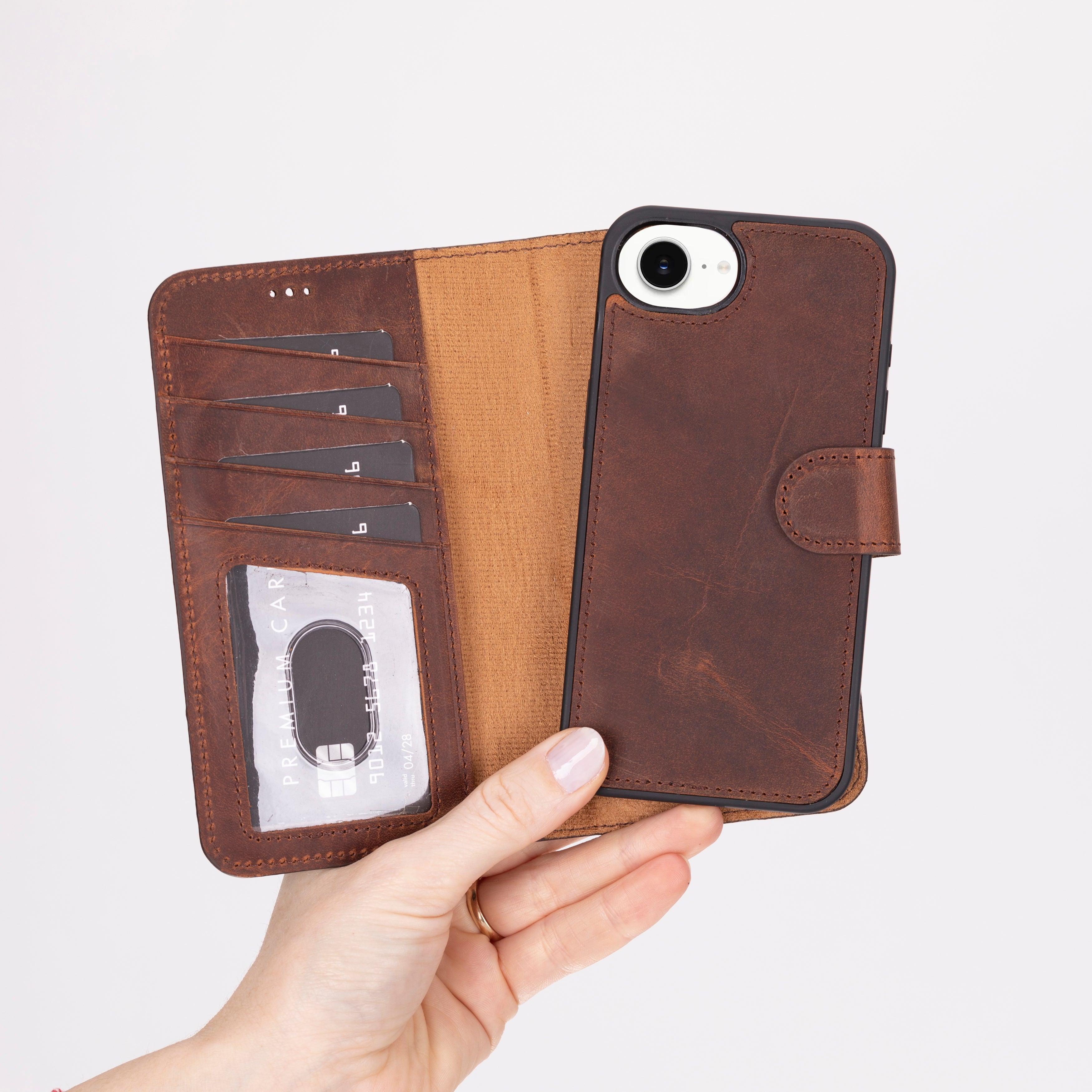 Magic iPhone 16E Detachable Leather Wallet Case
