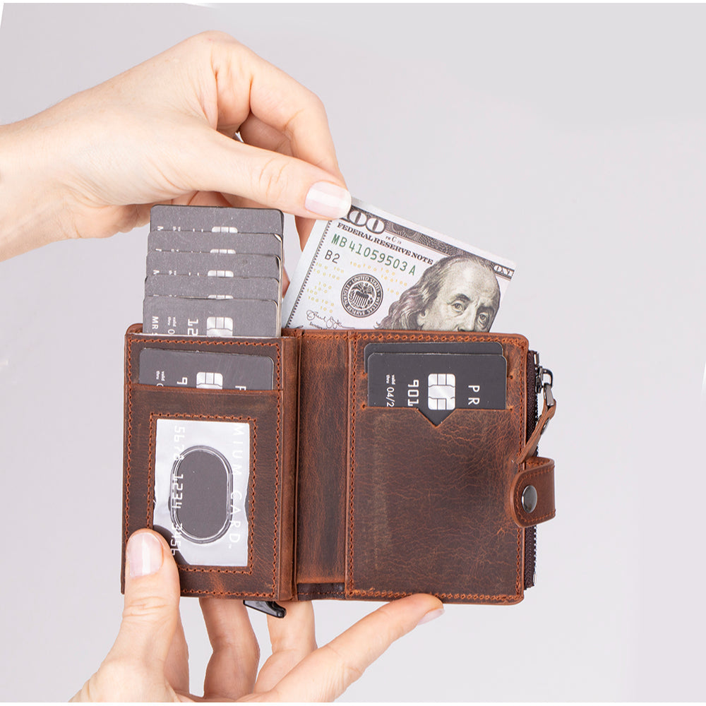 Porte-cartes pop-up en cuir Rodos