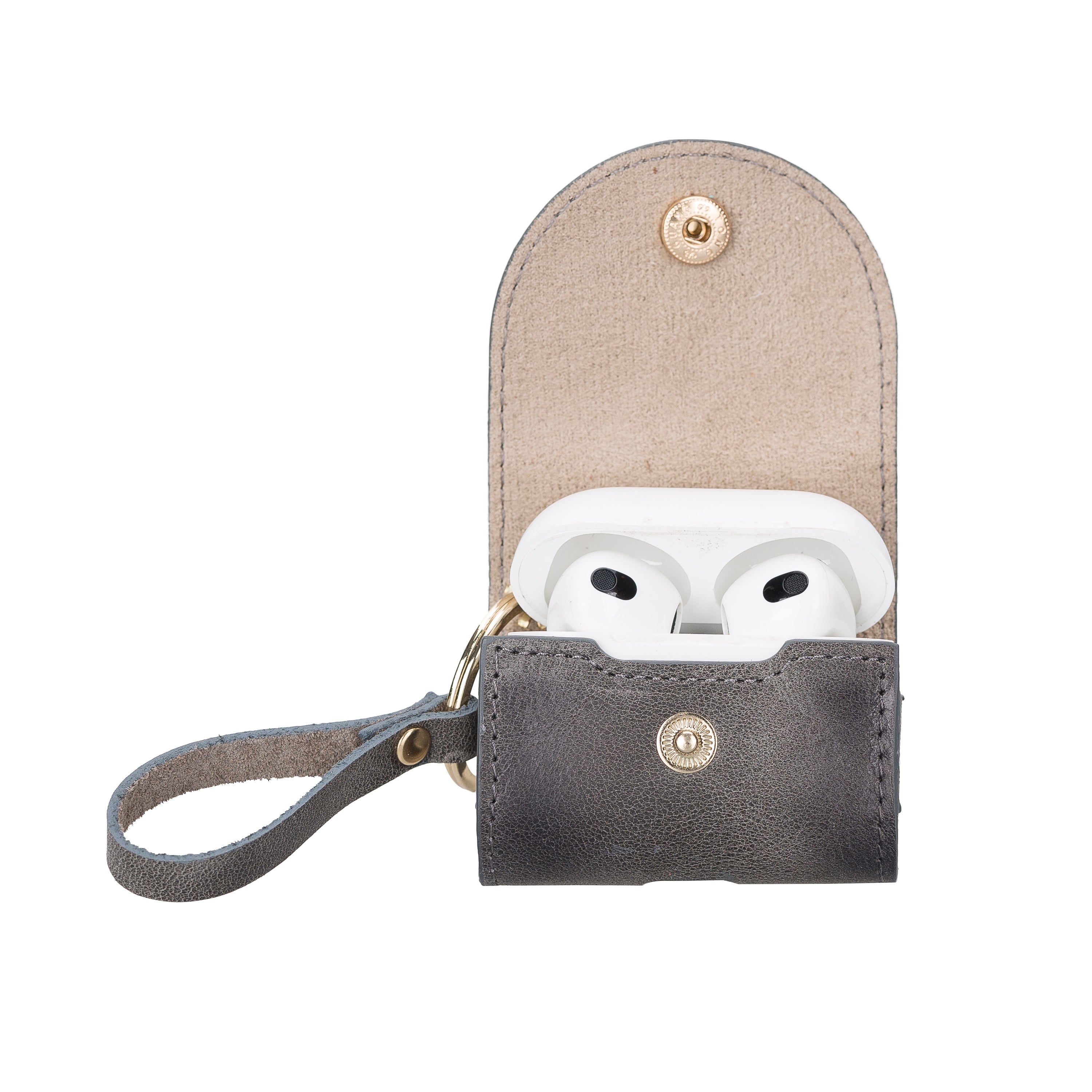 Mai Snap AirPods 3 and AirPods 4 Leather Case with Hook
