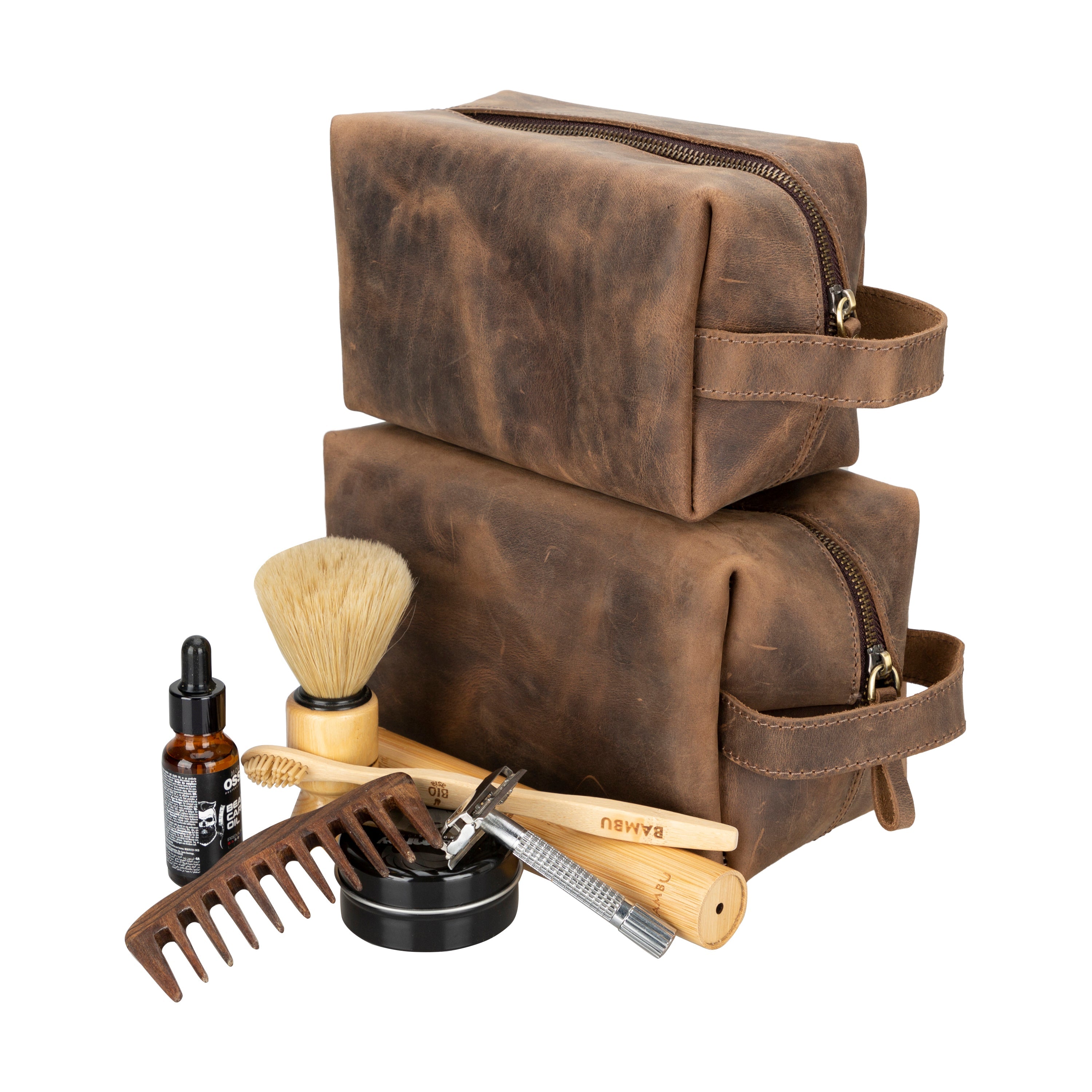 Trousse de toilette Eve en cuir, taille XL