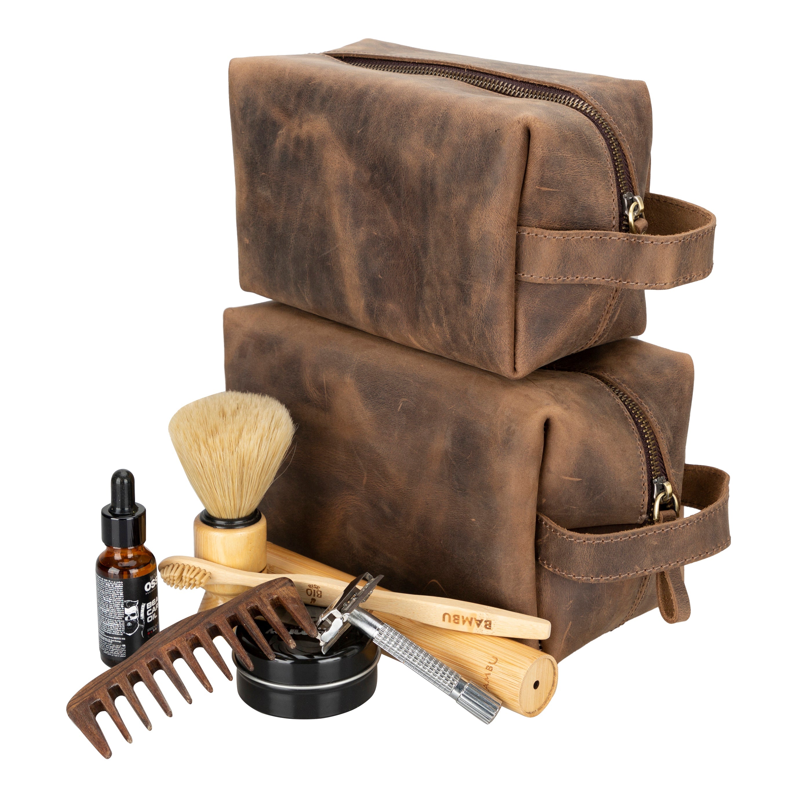 Trousse de toilette Eve en cuir, taille XL