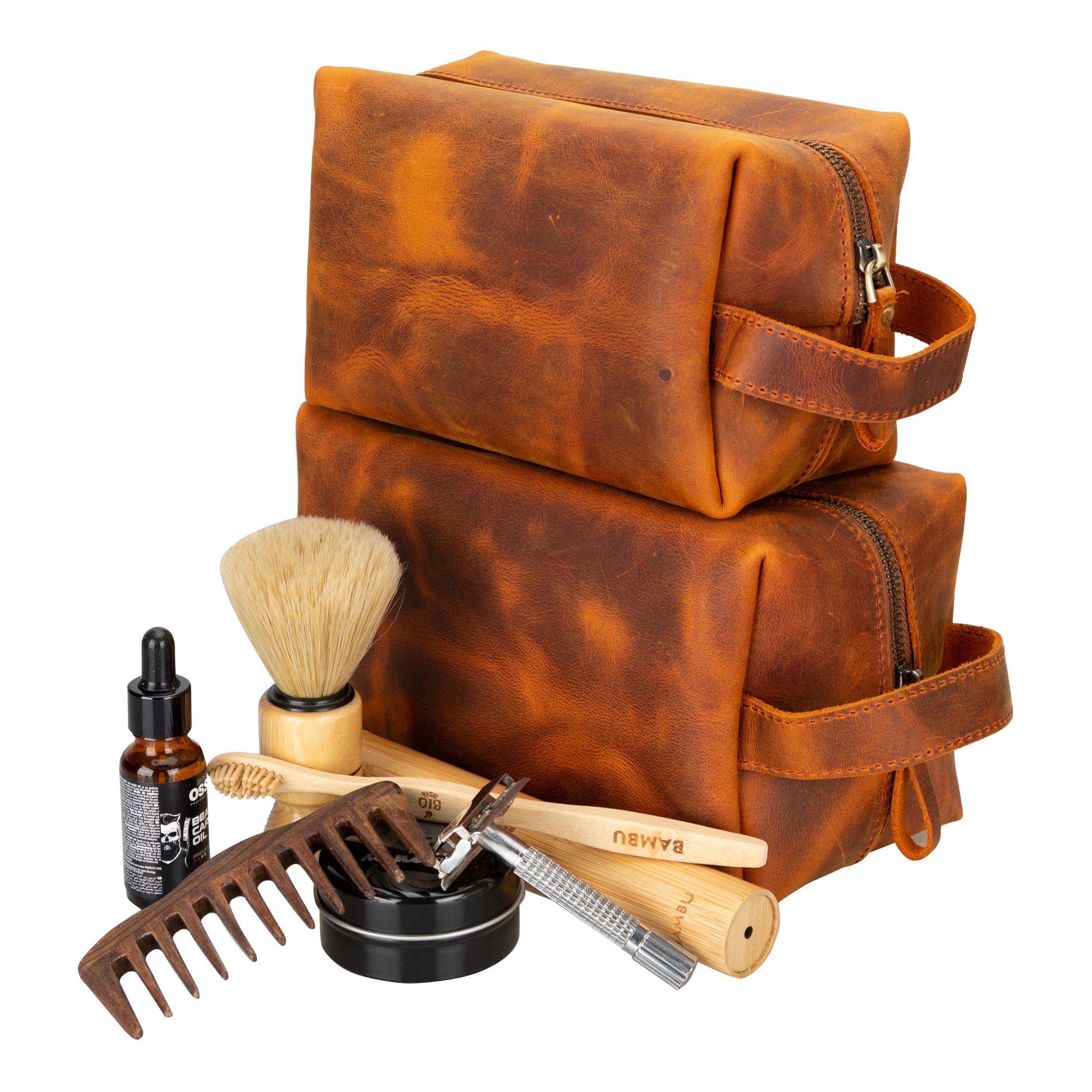 Trousse de toilette Eve en cuir, taille XL