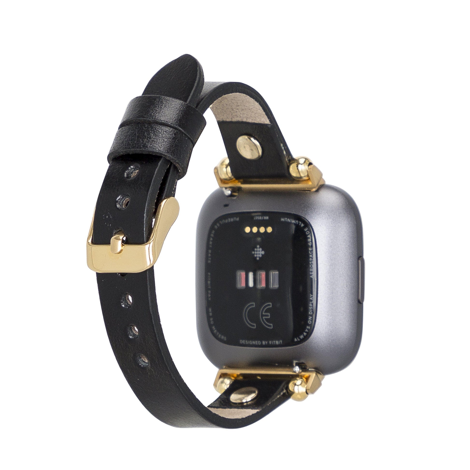 Leather Fitbit Watch Bands - Ferro Gold Trok Style RS01