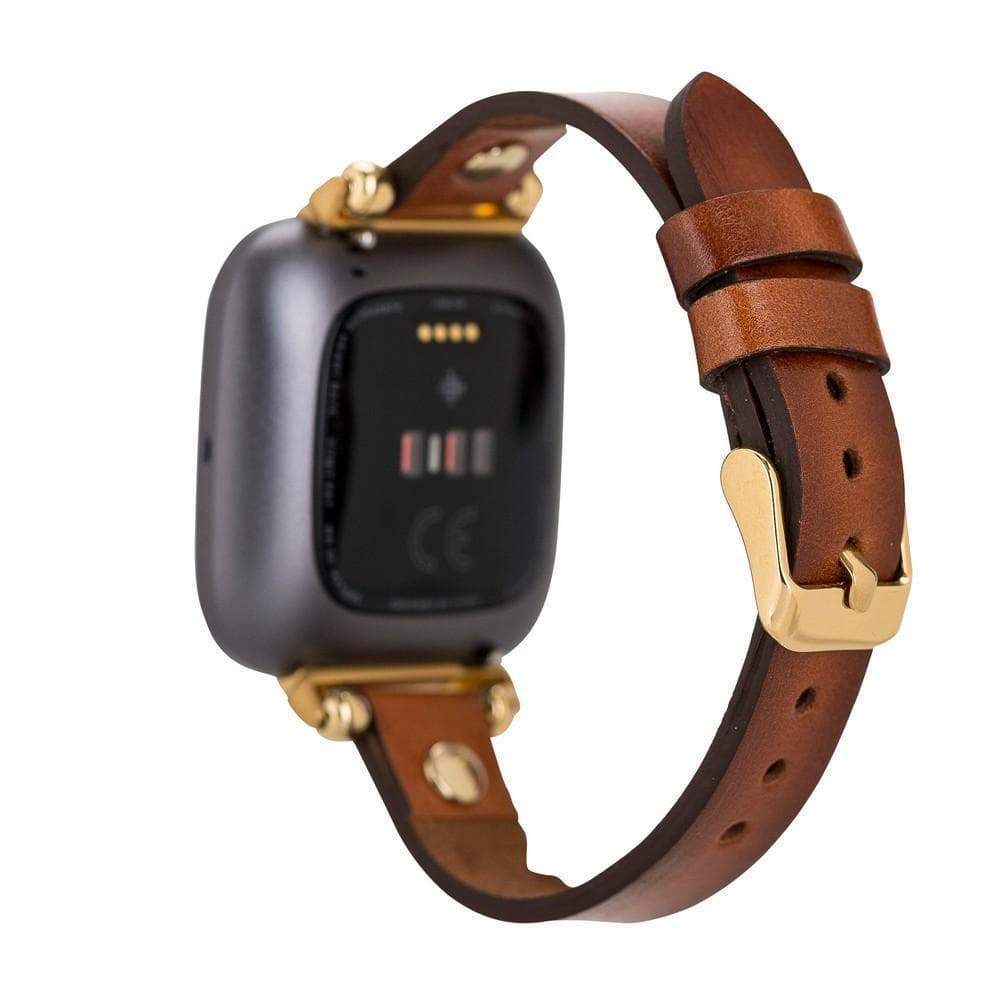 Leather Fitbit Watch Bands - Ferro Gold Trok Style RS02