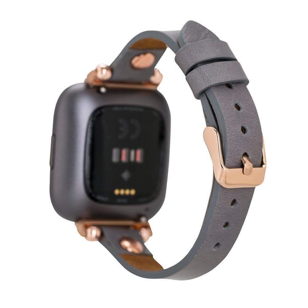 Leather Fitbit Watch Bands - Ferro Gold Trok Style F003